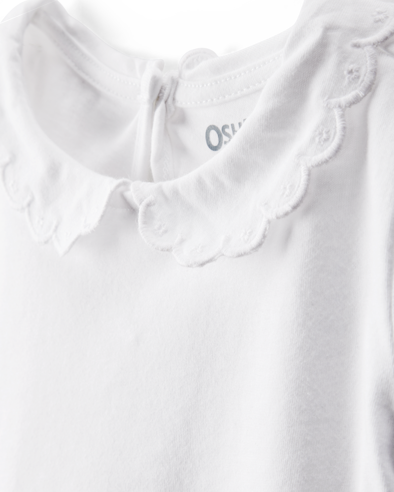 Toddler Scalloped Collar Short-Sleeve Top - White, image 2 of 4 slides
