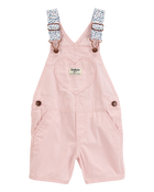 Toddler Heart Woven Shortalls - Pink, image 1 of 4 slides