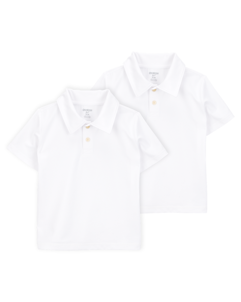 Toddler 2-Pack Active Uniform Polo Shirts in Moisture Wicking BeCool™ Fabric - White, image 1 of 3 slides