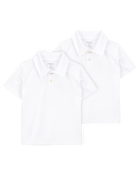 Toddler 2-Pack Active Uniform Polo Shirts in Moisture Wicking BeCool™ Fabric - White, image 1 of 3 slides