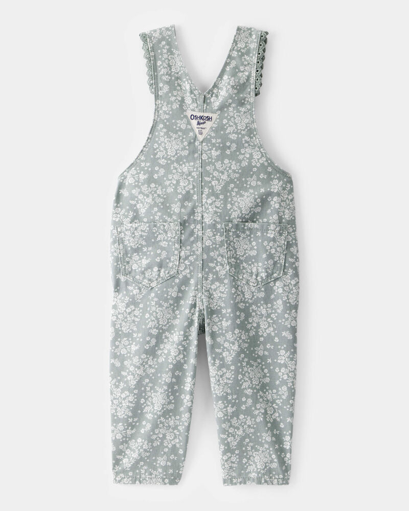 Baby Floral Print Overalls - Green, image 2 of 4 slides
