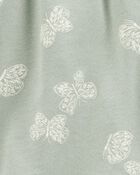 Kid Butterfly Print Pull-On French Terry Shorts - Green, image 3 of 4 slides