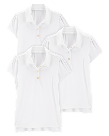Kid 3-Pack Active Uniform Polo Shirts in Moisture Wicking BeCool™ Fabric - White, 