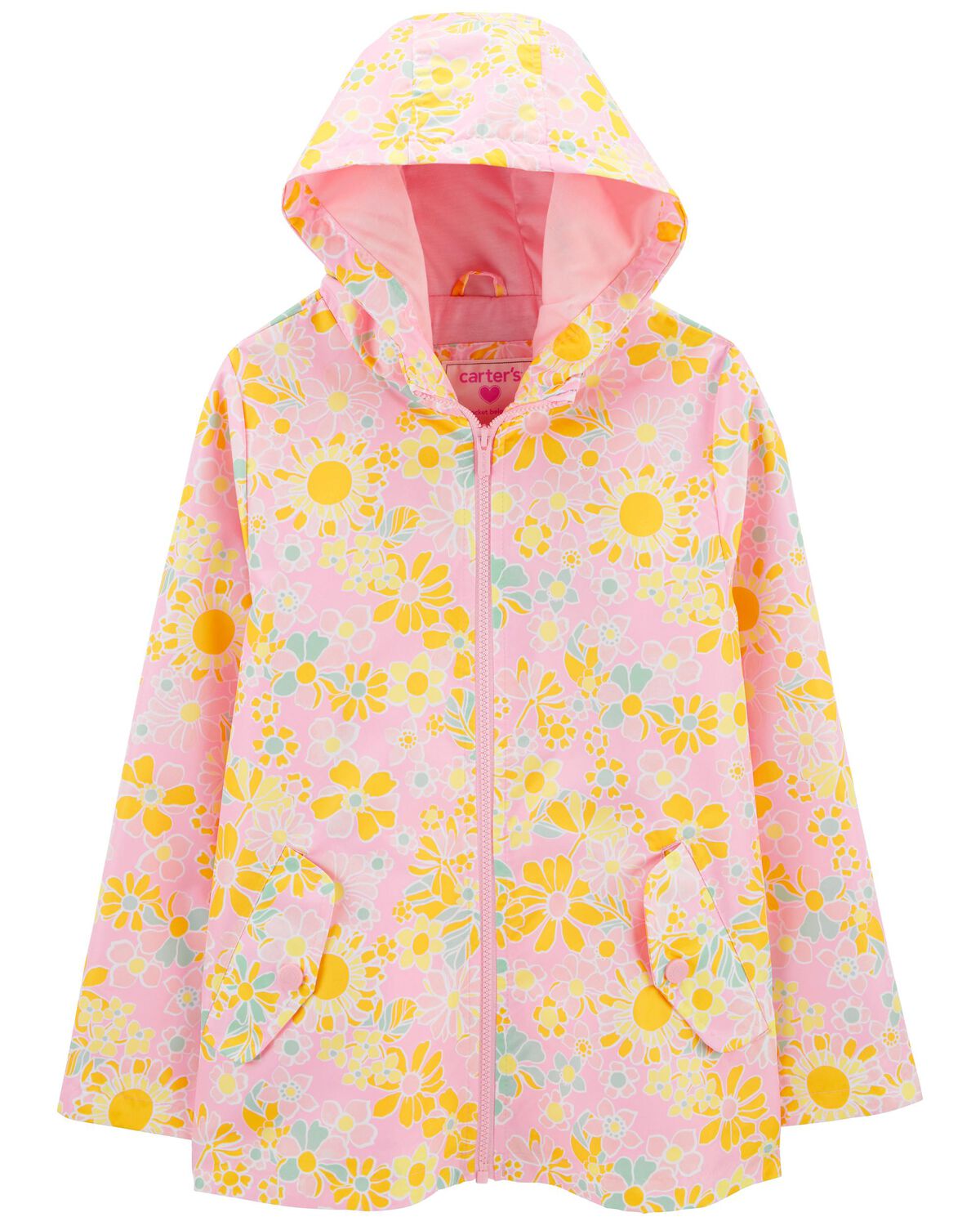 Pink/Yellow Kid Floral Rain Coat