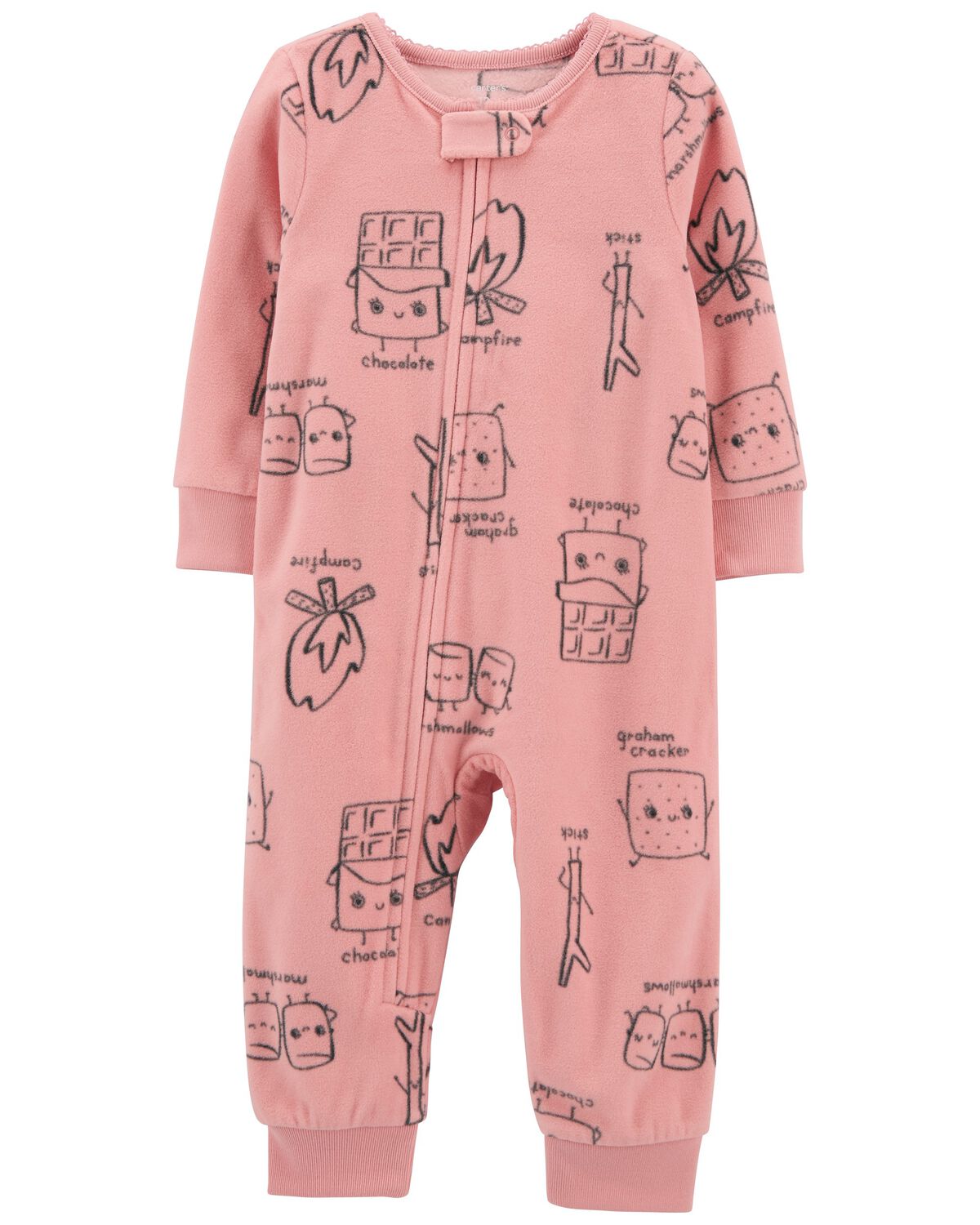 Pink Toddler 1Piece S'more Fleece Footless Pajamas