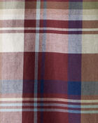 Boys Plaid Cotton Long-Sleeve Button-Down Shirt - Burgundy, image 2 of 3 slides