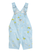Toddler Girl Floral Shortalls - Blue, image 1 of 4 slides