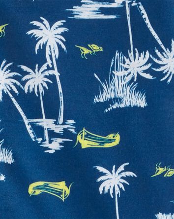 Kid 2-Piece Palm Tree Coat-Style Loose Fit Pajamas, 