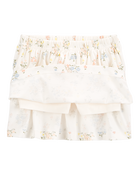 Toddler Girl 2-Piece Bunny Floral Skort Outfit Set - Blue/Ivory, image 2 of 4 slides