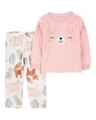 Toddler 2-Piece Fuzzy Velboa Bear Pajamas, image 1 of 3 slides