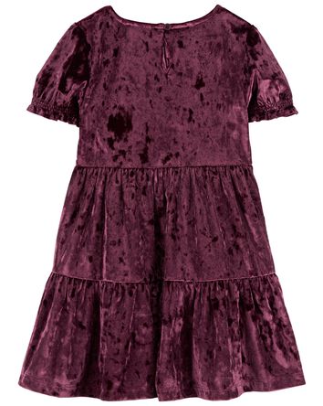 Toddler Velour Puff Sleeve Dress, 