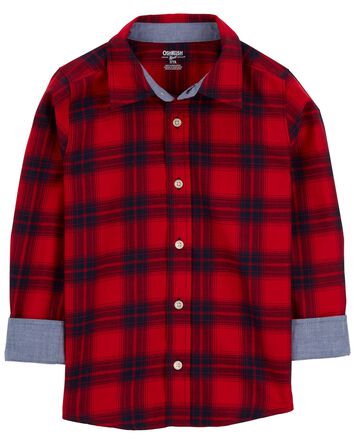 Kid Plaid Button-Front Shirt, 