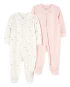 Baby 2-Pack 2-Way Zip Cotton Sleep & Play Pajamas, image 1 of 4 slides