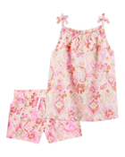 Toddler 2-Piece Floral Print Tank & Drawstring Shorts Set - Pink
, image 1 of 9 slides