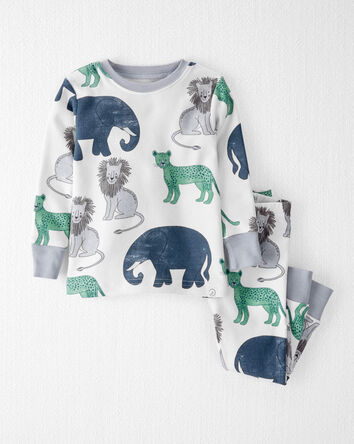 Baby Organic Cotton Pajamas Set in Wildlife Print, 
