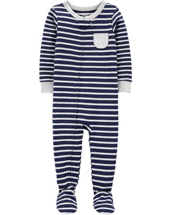 Toddler 1-Piece Striped Snug Fit Cotton Footie Pajamas, 