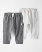 2-Pack Organic Cotton Pants in Grey and Grey Heather, image 1 of 4 slides