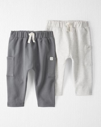 2-Pack Organic Cotton Pants in Grey and Grey Heather, 