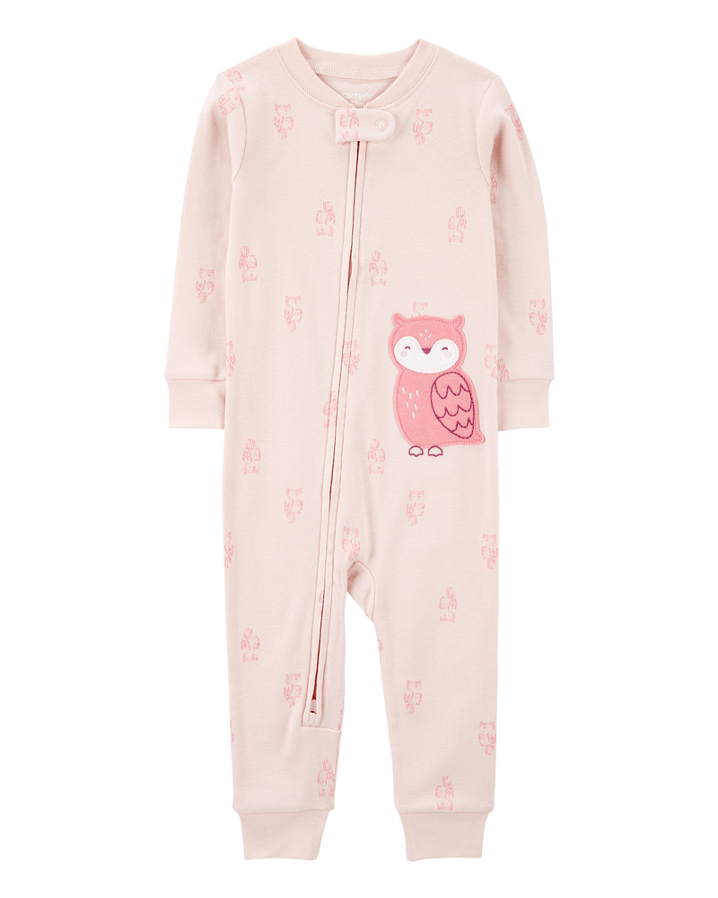 Toddler Girl 1-Piece Owl Print 100% Snug Fit Cotton Footless Pajamas, image 1 of 4 slides