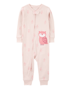 Toddler Girl 1-Piece Owl Print 100% Snug Fit Cotton Footless Pajamas, image 1 of 4 slides