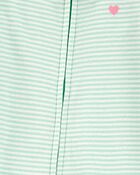 Toddler Striped Snug Fit Cotton Footie 1-Piece Pajamas - Green, image 2 of 4 slides