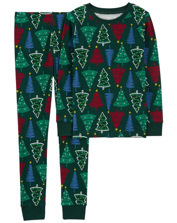 Kid 4-Piece Christmas 100% Snug Fit Cotton Pajamas, 