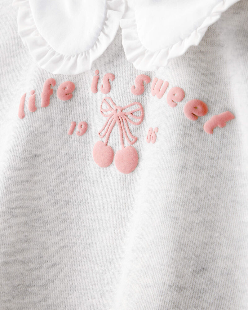 Toddler Girl Cherry French Terry Short-Sleeve Graphic Tee - White, image 3 of 5 slides