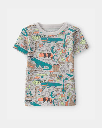 Baby Boy Alligator 100% Cotton Snug Fit 2-Piece Pajama Set - Grey, 