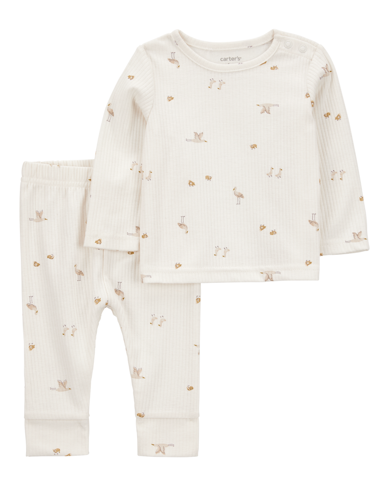 Baby 2-Piece Bird Print Long-Sleeve Tee & Pant Set, image 1 of 4 slides