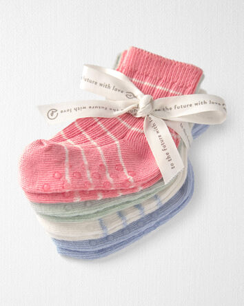 Baby Girl 4-Pack Slip Resistant Socks Made with Organic Cotton , 