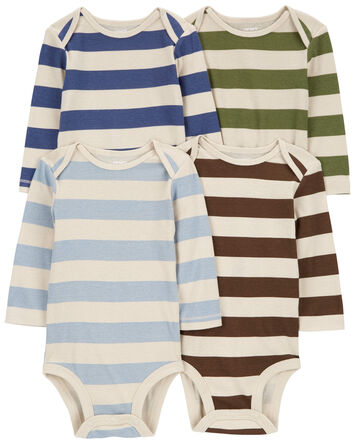 Baby 4-Pack Striped Long-Sleeve Bodysuits, 