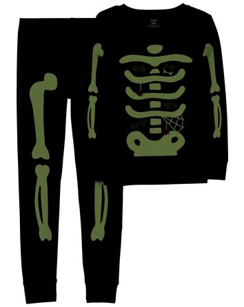 Kid 2-Piece Glow Skeleton 100% Snug Fit Cotton Pajamas, 