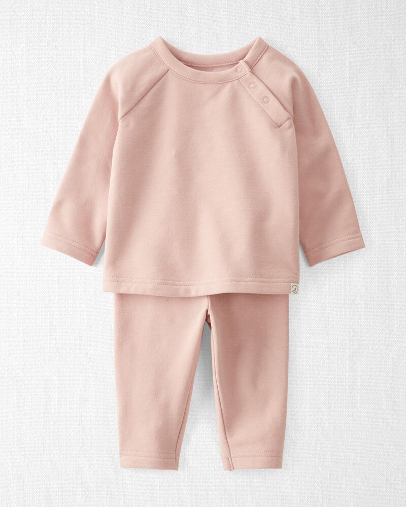 Baby 2-Piece Fleece Set Made with Organic Cotton in Rose, image 1 of 7 slides