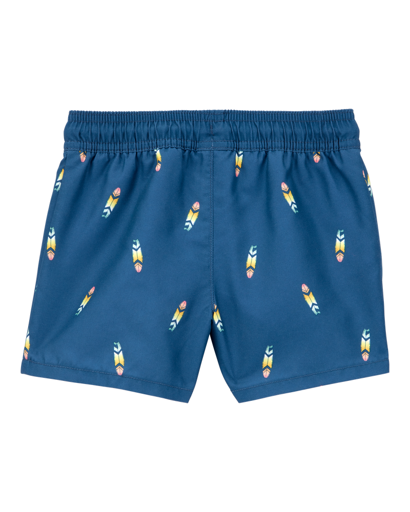 Toddler Boy Surfboard-Print Pull-On Swim Trunks, image 2 of 4 slides