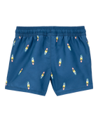 Toddler Boy Surfboard-Print Pull-On Swim Trunks, image 2 of 4 slides
