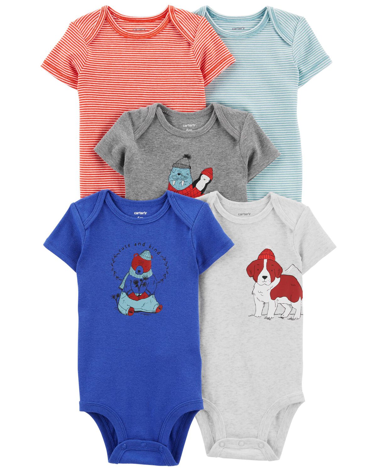 Multi Baby 5Pack ShortSleeve Bodysuits