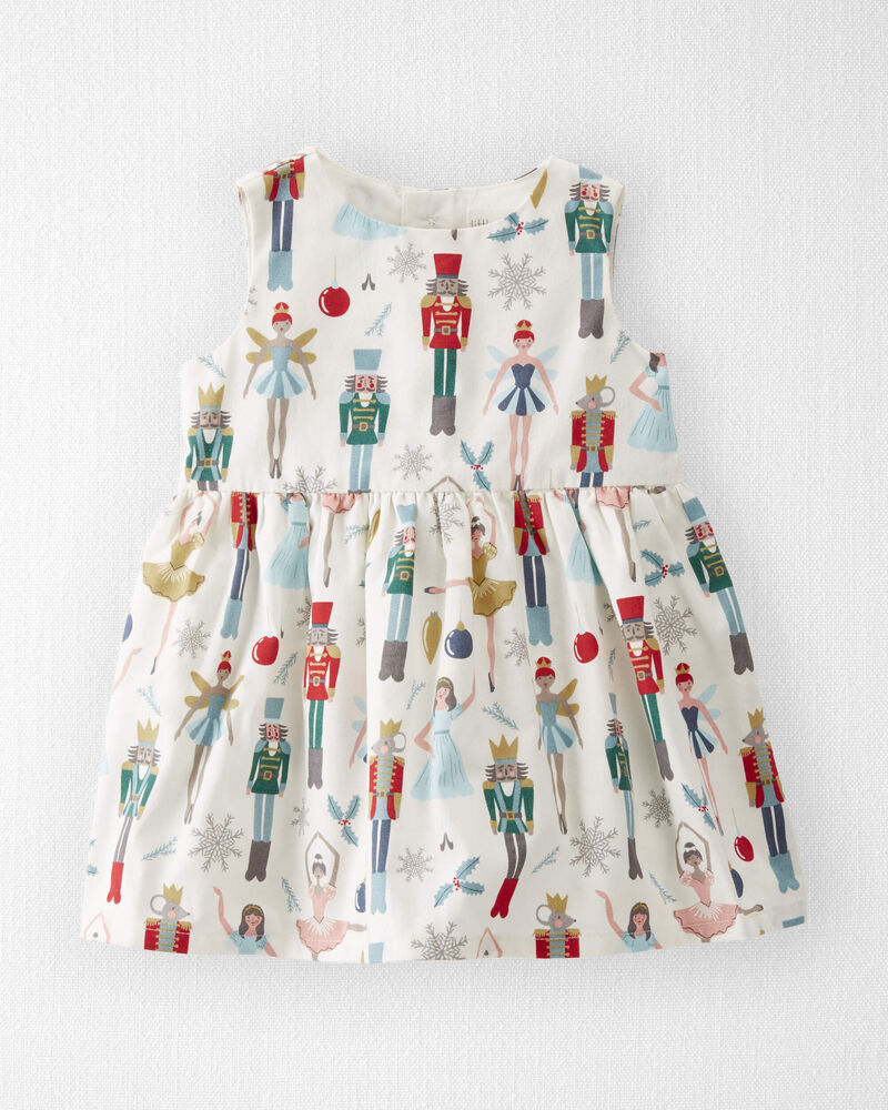 Baby Organic Cotton Dress in Holiday Nutcracker, image 1 of 5 slides