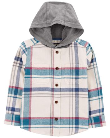 Toddler Plaid Button-Front Shacket
, 