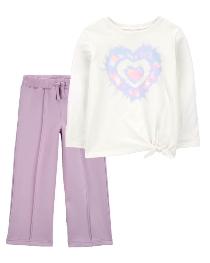 Toddler 2-Piece Heart Tie-Front Top & Pants Set, image 1 of 8 slides