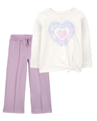 Toddler 2-Piece Heart Tie-Front Top & Pants Set, image 1 of 8 slides
