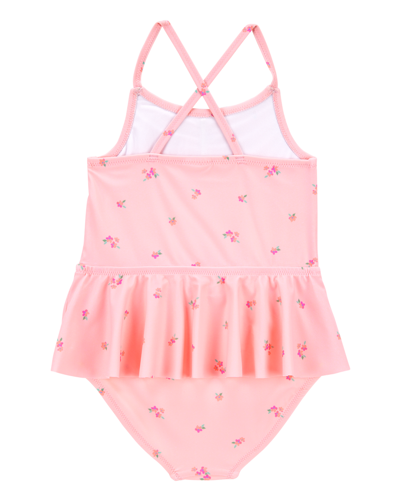 Toddler Girl 1-Piece Floral Tutu Swimsuit - Pink, image 2 of 4 slides