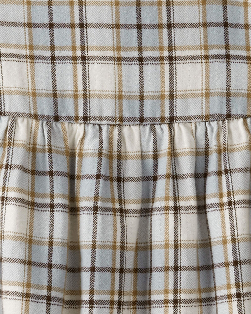 Toddler Organic Cotton Herringbone Plaid Button-Front Dress, image 4 of 5 slides