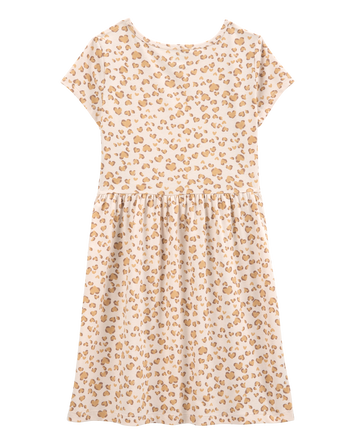 Girls Cheetah Animal Print Short-Sleeve Dress, 