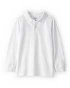Kid White Long-Sleeve Piqué Polo Shirt, image 1 of 3 slides