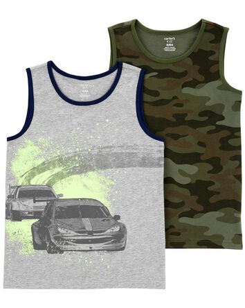Kid Boys 2-Pack Shark Print Tank Tops, 