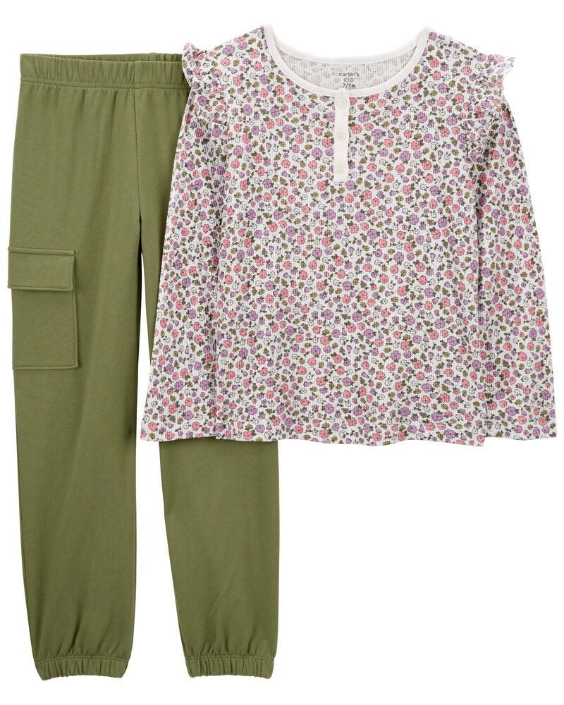 Kid 2-Piece Floral Top & Pant Set, image 1 of 3 slides