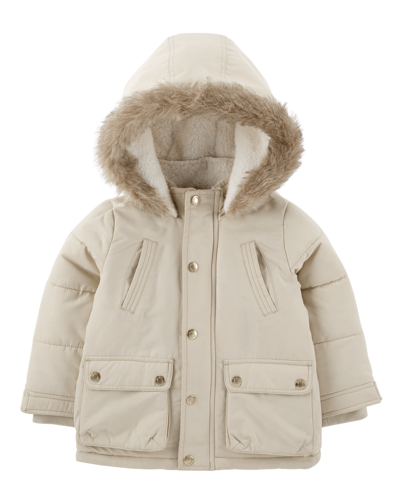 Khaki Toddler Faux Fur Hooded Parka carters