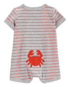 Baby Boy Crab Striped Cotton Blend Short-Sleeve Romper, image 2 of 4 slides