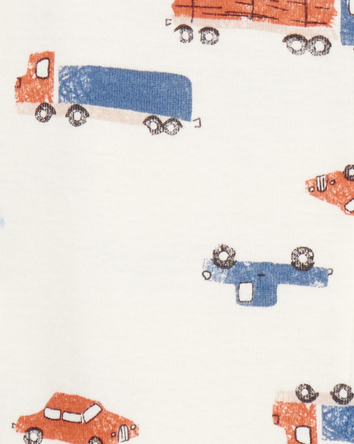 Toddler Boy 1-Piece Car Print 100% Snug Fit Cotton Footie Pajamas, 