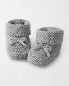 Baby Organic Cotton Crochet Booties in Gray, image 1 of 3 slides